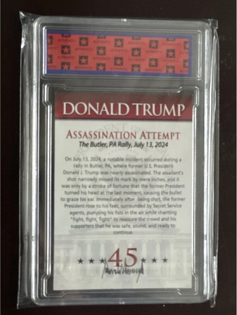 DONALD TRUMP - Assassination Attempt - Fight! - 2024 Card